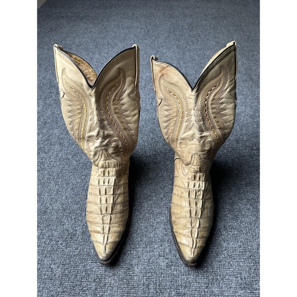 Mens Tony Lama Alligator‎ Belly Cowboy Boots Tan Leather 1980s, Size 8.5D main image 8